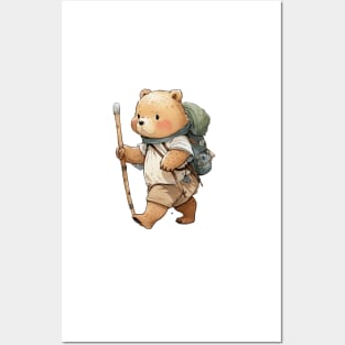 Cute Bear Cartoon Adventurer Adorable Kawaii Animal Posters and Art